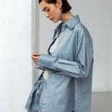 Aura Oversized Shirt in Blue Calcite